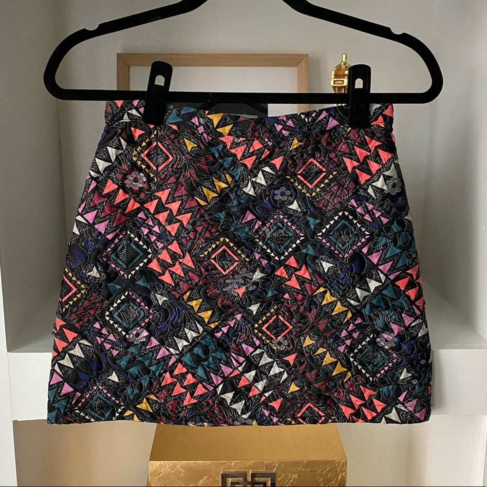 TOPSHOP Geometric Multicolored Mini Skirt